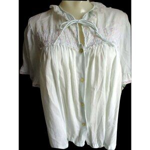 Vintage Women's 1950s Bedjacket 36 Medium Charmode Nighty Top Nylon Lace Blue